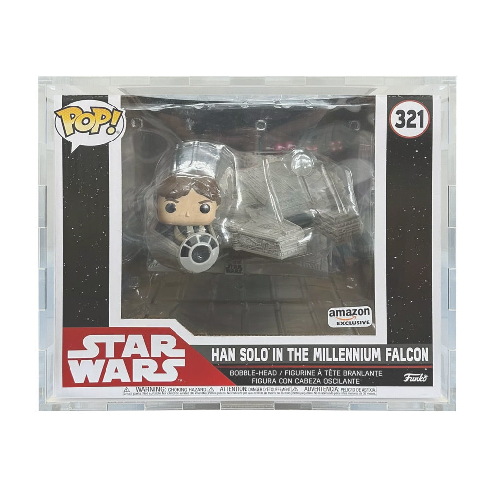 POP RIDES MILLENNIUM FALCON - 4.5mm thick Pop Fortress Custom Acrylic Hard Case for Funko Pop Grail Boxes (Fits 11h x 13.3125w x 15.625d)