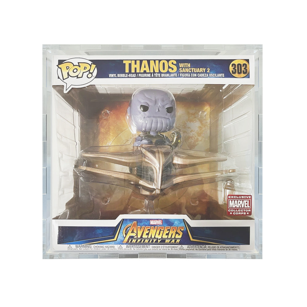 POP RIDES THANOS SANCTUARY #303 - 4.5mm thick Pop Fortress Custom Acrylic Hard Case for Funko Pop Grail Boxes (Fits 10h x 10w x 6.875d)