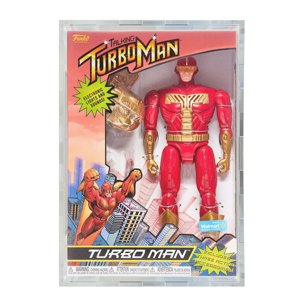 TURBO MAN - 4.5mm thick Pop Fortress Custom Acrylic Hard Case for Funko Action Figure Grail Boxes (Fits 15h x 10.5w x 4.75d)