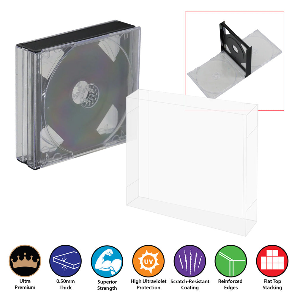 Plastic Protector for DOUBLE DISC CD Jewel Case (0.50mm thick, UV & Scratch Resistant)