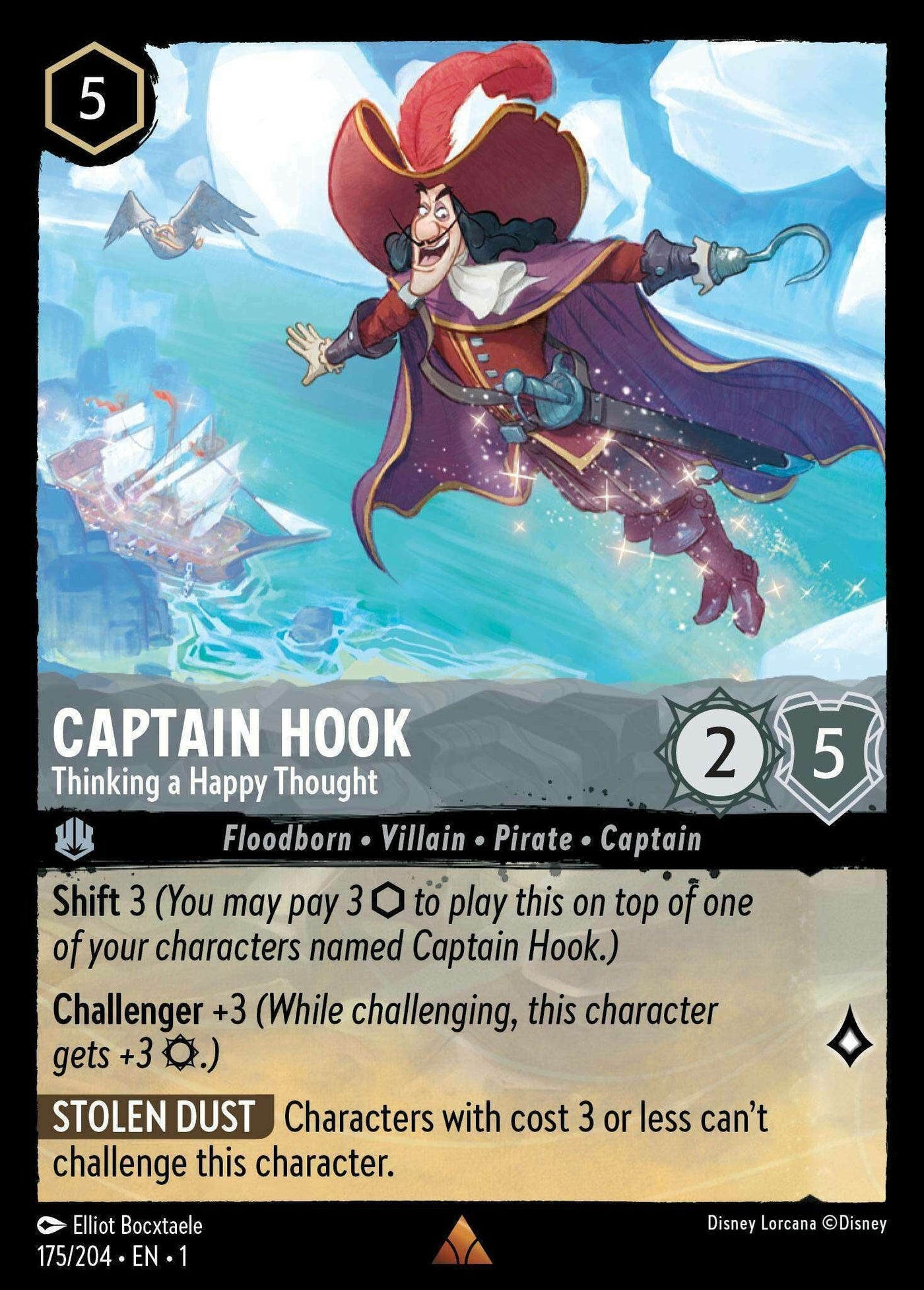 Disney Lorcana: TFC, 175/204 Captain Hook (Happy Thought) (R)