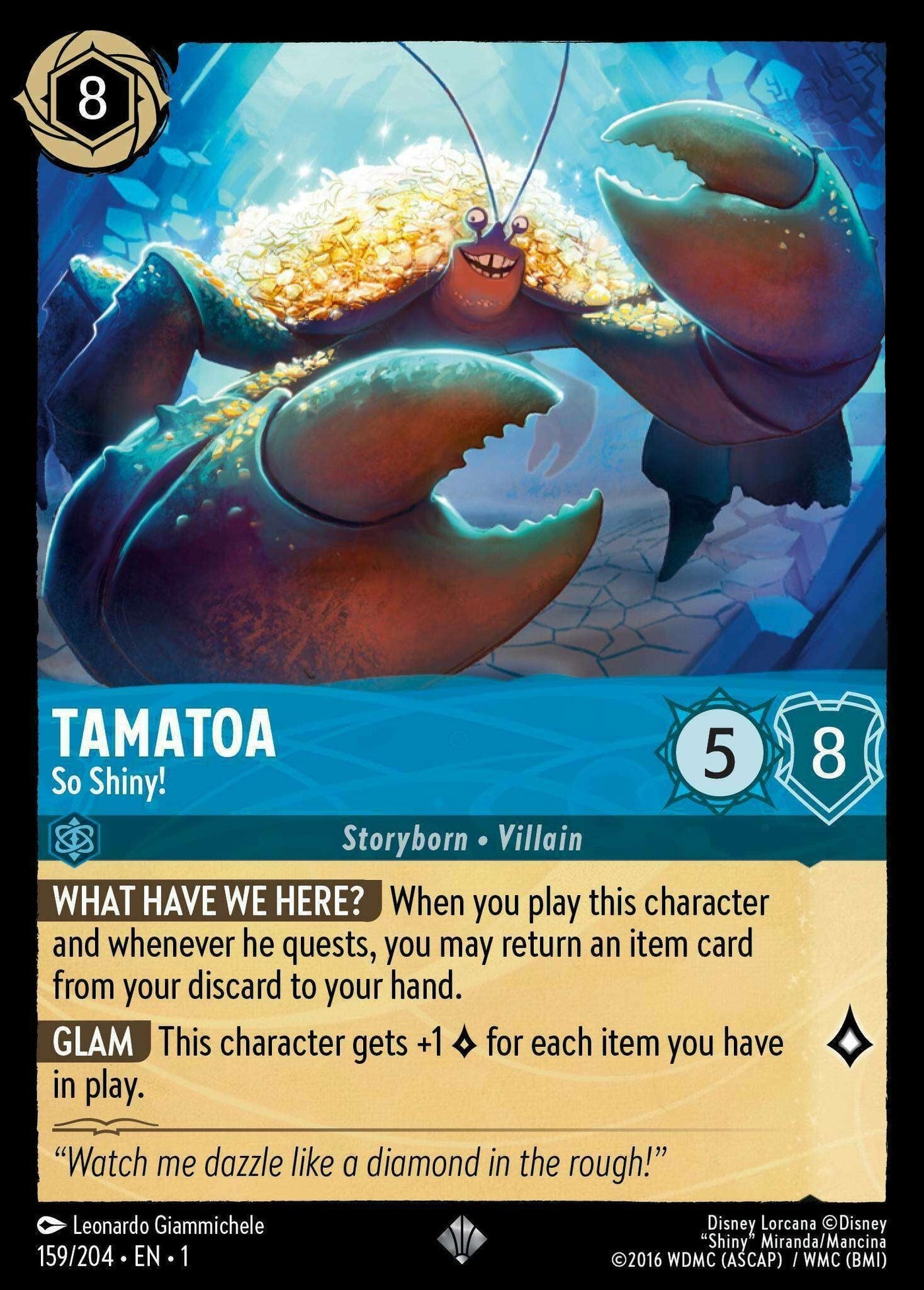 Disney Lorcana: TFC, 159/204 Tamatoa (So Shiny!) (SR)