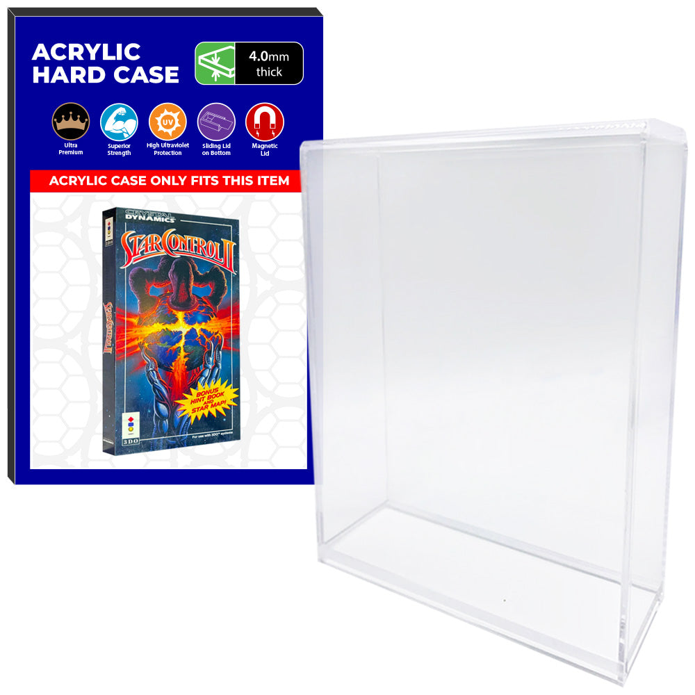 Acrylic Case for 3DO Interactive Multiplayer Long Standard Video Game Boxes, 4mm thick, UV Resistant & Magnetic Slide Bottom