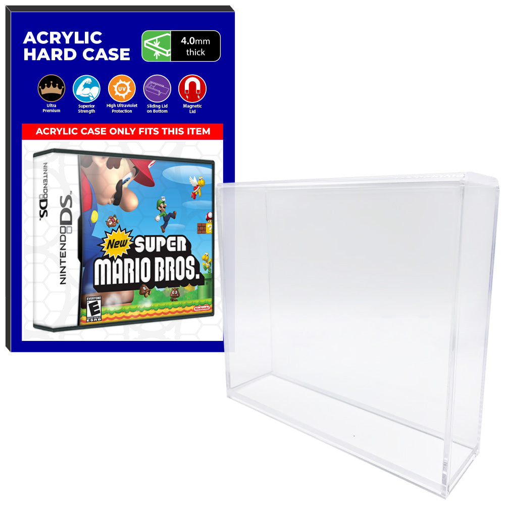 Acrylic Case for Nintendo DS Standard Video Game Cases, 4mm thick, UV Resistant & Magnetic Slide Bottom