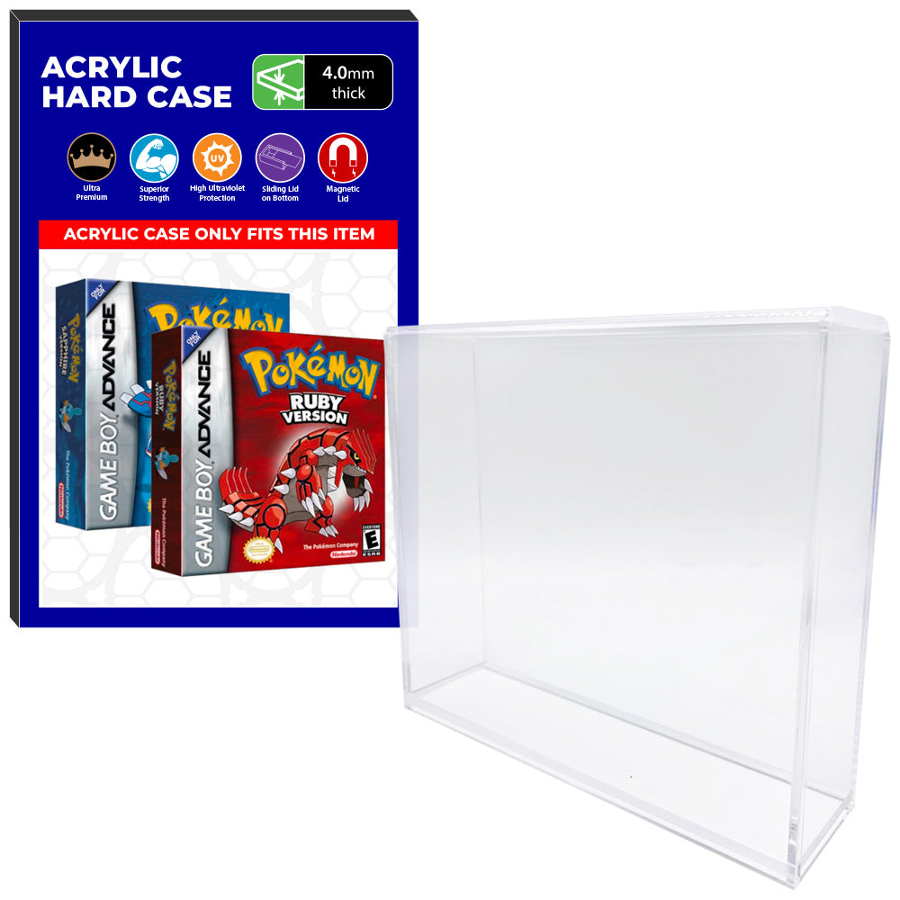 Acrylic Case for Nintendo Game Boy Advance Standard Video Game Boxes, 4mm thick, UV Resistant & Magnetic Slide Bottom