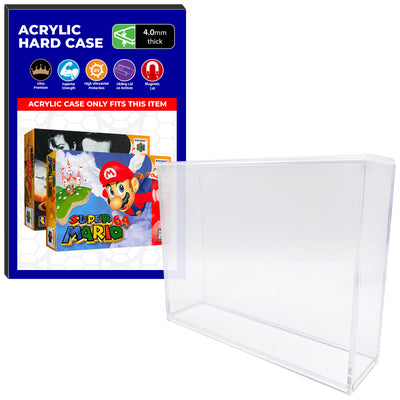 Acrylic Case for N64 Nintendo 64 Standard Video Game Boxes, 4mm thick, UV Resistant & Magnetic Slide Bottom