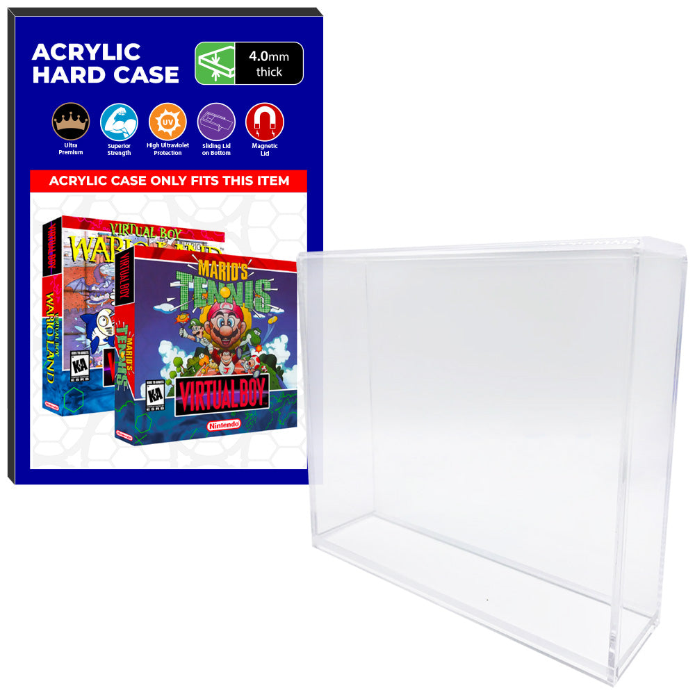 Acrylic Case for Nintendo Virtual Boy Standard Video Game Boxes, 4mm thick, UV Resistant & Magnetic Slide Bottom