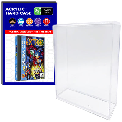 Acrylic Case for Sega CD Long & Tall Video Game Cases, 4mm thick, UV Resistant & Magnetic Slide Bottom