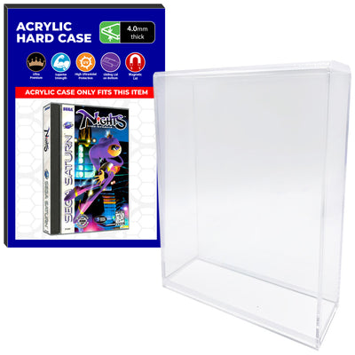 Acrylic Case for Sega Saturn Long & Tall Video Game Cases, 4mm thick, UV Resistant & Magnetic Slide Bottom