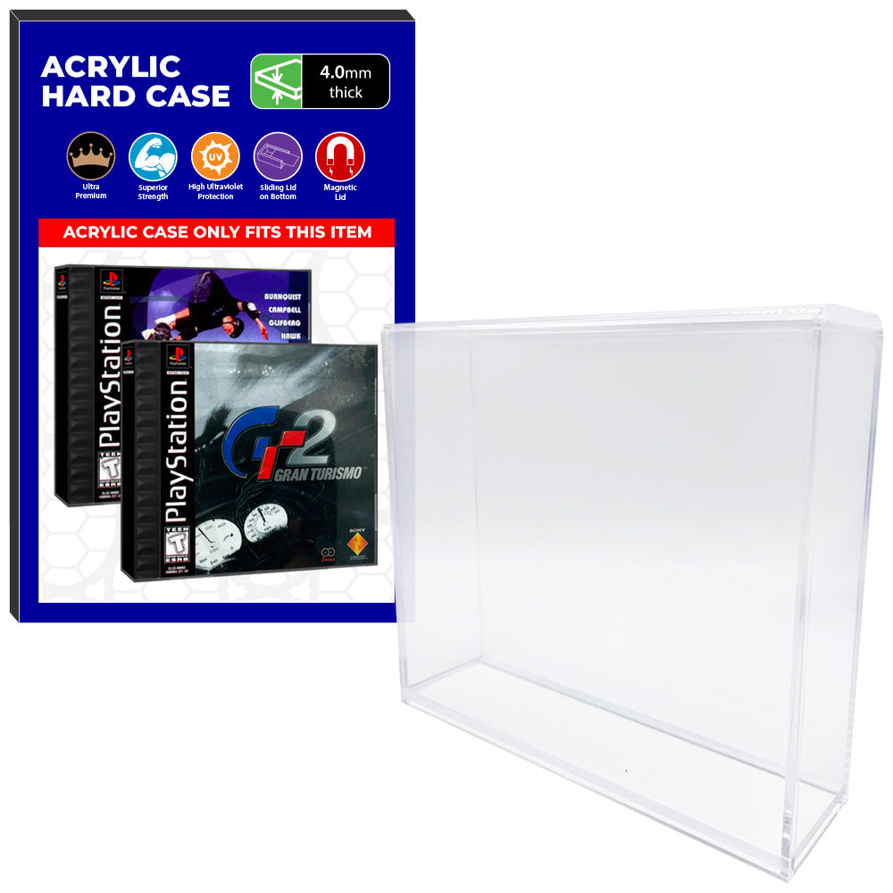 Acrylic Case for PS1 Playstation 1 Single Disc CD Standard Jewel Video Game Cases, 4mm thick, UV Resistant & Magnetic Slide Bottom