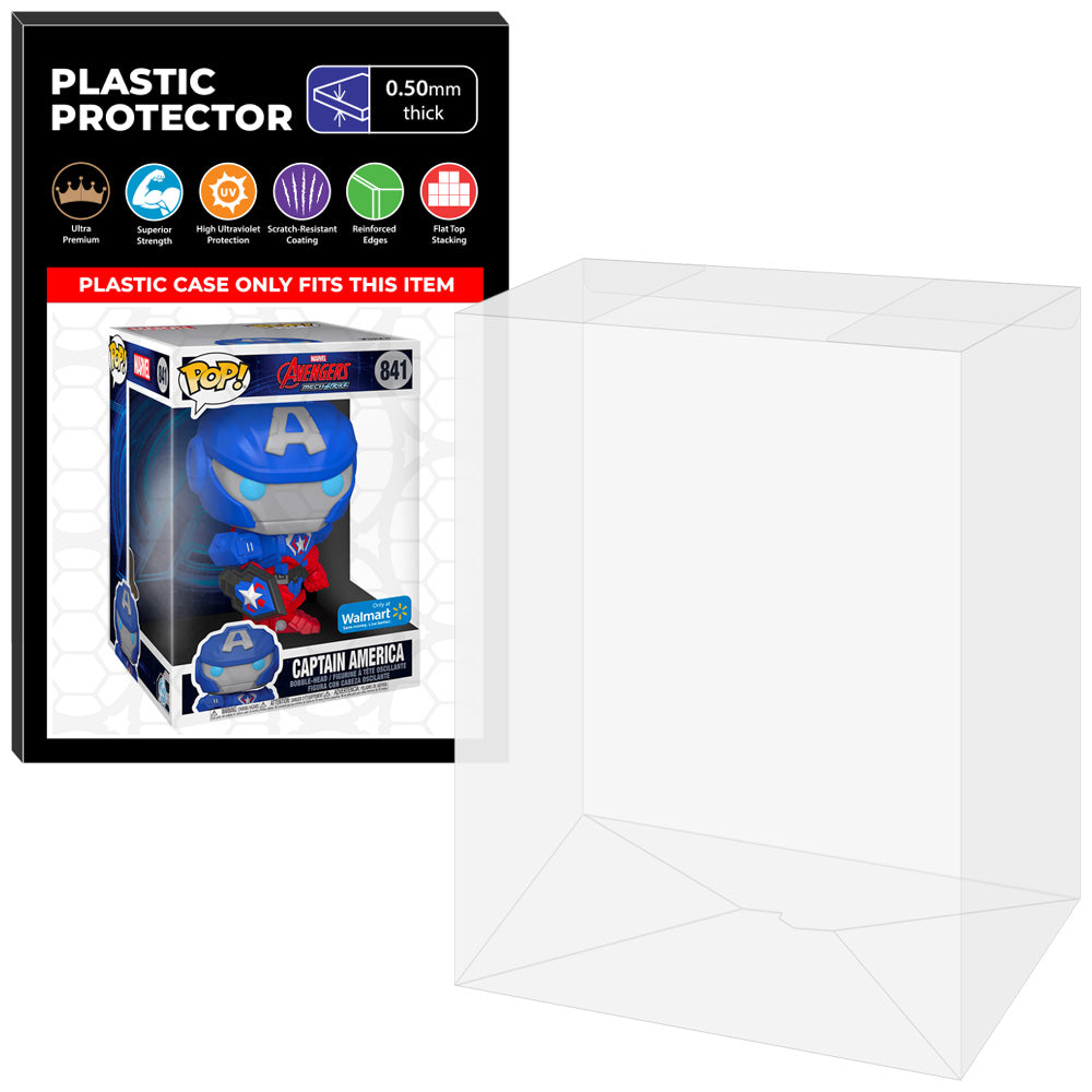 Pop Protector for 10 inch Mech Strike Captain America #841 Jumbo Funko Pop on The Protector Guide App by Display Geek