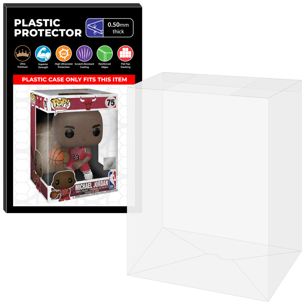 Pop Protector for 10 inch Michael Jordan Red Away Jersey #75 Jumbo Funko Pop on The Protector Guide App by Display Geek