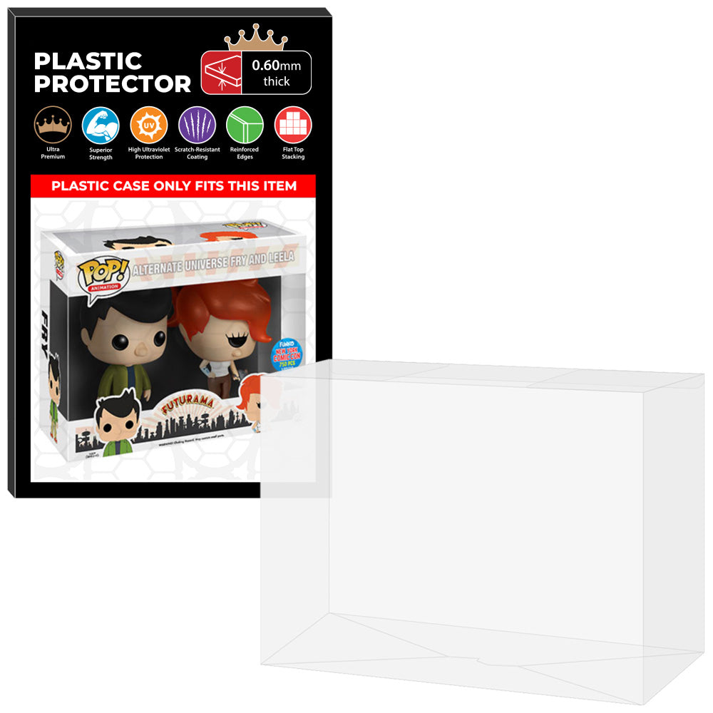 0.60mm UV Pop Protector for 2 Pack Alternate Universe Fry and Leela NYCC Funko Pop on The Protector Guide App by Display Geek