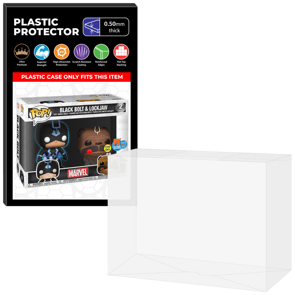 Pop Protector for 2 Pack Black Bolt & Lockjaw Glow SDCC Funko Pop on The Protector Guide App by Display Geek