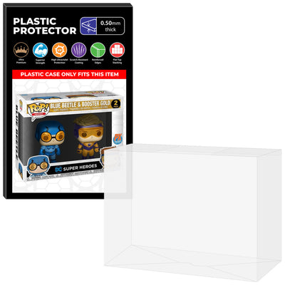 Pop Protector for 2 Pack Blue Beetle & Booster Gold Funko Pop on The Protector Guide App by Display Geek