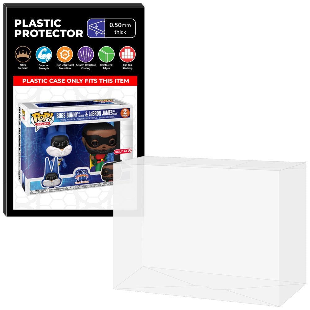 Pop Protector for 2 Pack Bugs Bunny as Batman & LeBron James as Robin Funko Pop on The Protector Guide App by Display Geek