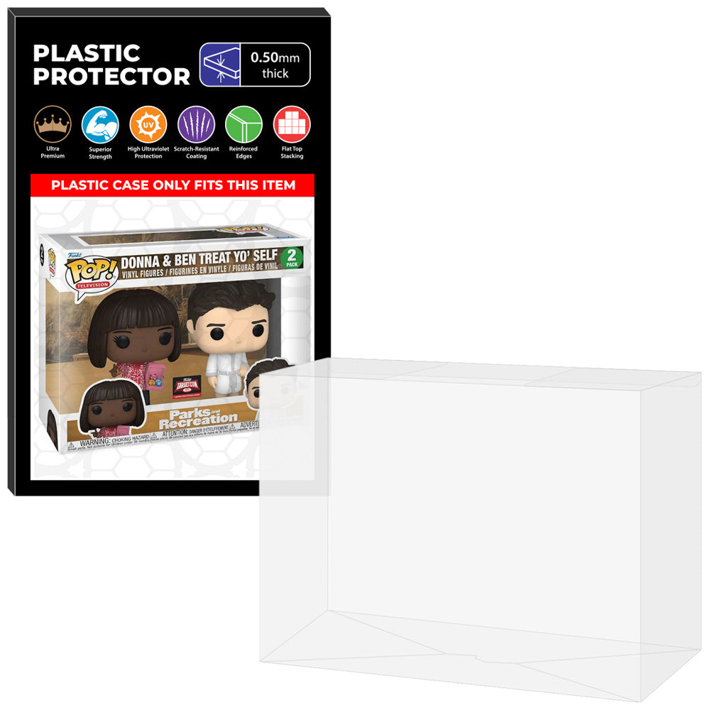 Pop Protector for 2 Pack Donna & Ben Treat Yo' Self Funko Pop on Display Geek and The Pop Protector Guide App