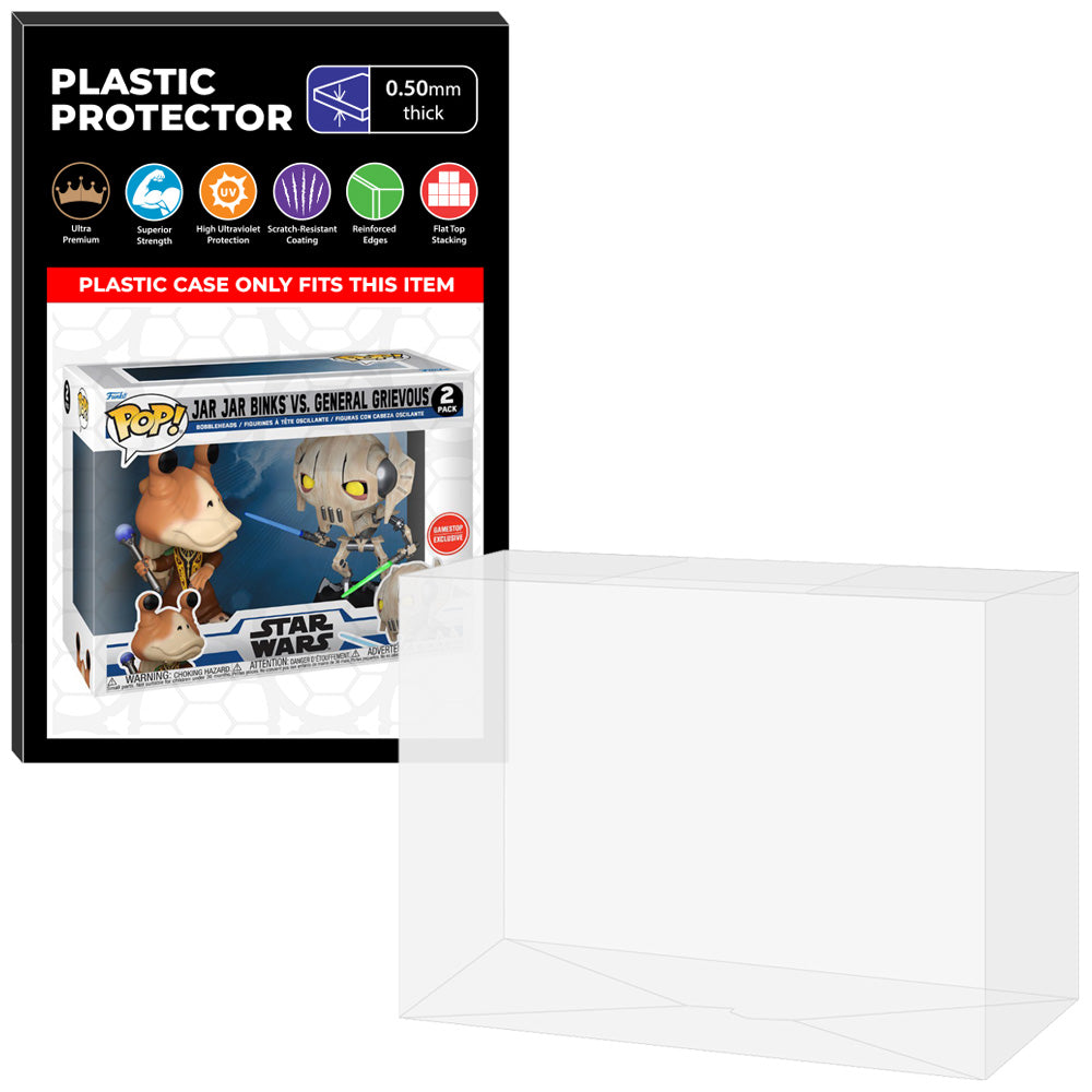 Pop Protector for 2 Pack Star Wars Jar Jar Binks vs General Grievous Funko Pop on The Protector Guide App by Display Geek