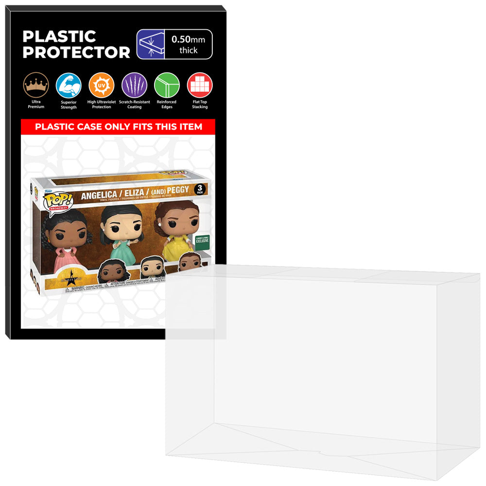 Pop Protector for 3 Pack Hamilton Angelica, Eliza & Peggy Funko Pop on The Protector Guide App by Display Geek