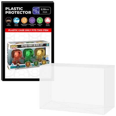 Pop Protector for 3 Pack Aquaman Arthur Curry in Hero Suit Chrome Funko Pop on The Protector Guide App by Display Geek