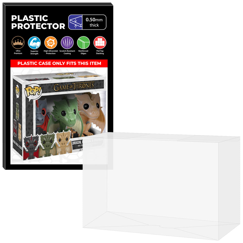 Pop Protector for 3 Pack Drogon, Rhaegal & Viserion Funko Pop on The Protector Guide App by Display Geek