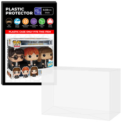 Pop Protector for 3 Pack Harry Potter, Ron Weasley & Hermione Granger Funko Pop on The Protector Guide App by Display Geek