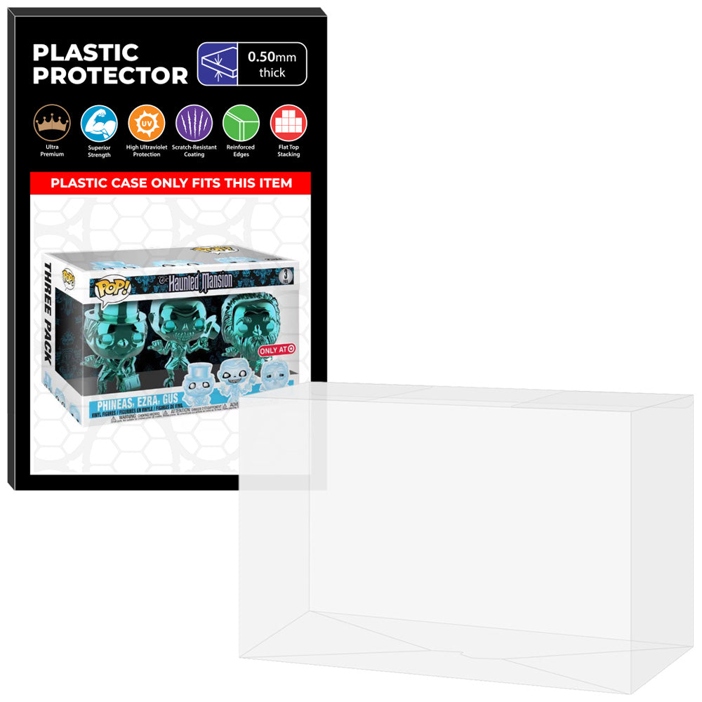 Pop Protector for 3 Pack Haunted Mansion Phineas, Ezra, Gus Chrome Funko Pop on The Protector Guide App by Display Geek