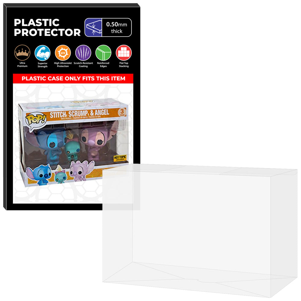 Pop Protector for 3 Pack Stitch, Scrump & Angel Funko Pop on The Protector Guide App by Display Geek