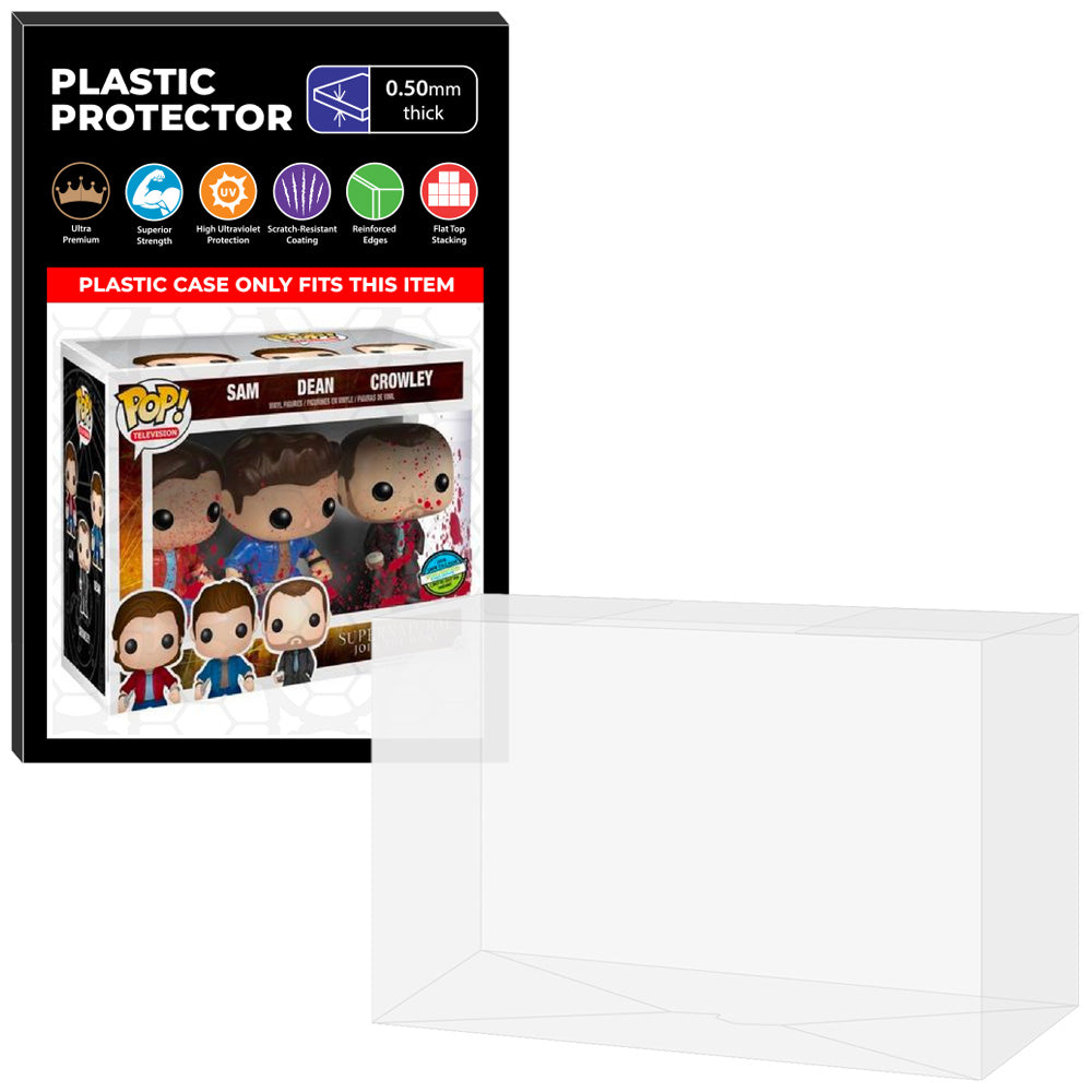 Pop Protector for 3 Pack Supernatural Sam, Dean & Crowley Bloody NYCC Funko Pop on The Protector Guide App by Display Geek