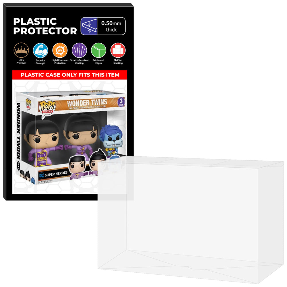 Pop Protector for 3 Pack Wonder Twins SDCC Funko Pop on The Protector Guide App by Display Geek