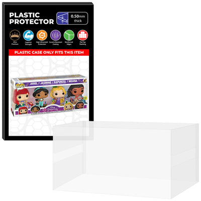 Pop Protector for 4 Pack Ariel, Jasmine, Rapunzel & Moana Glow Funko Pop on The Protector Guide App by Display Geek