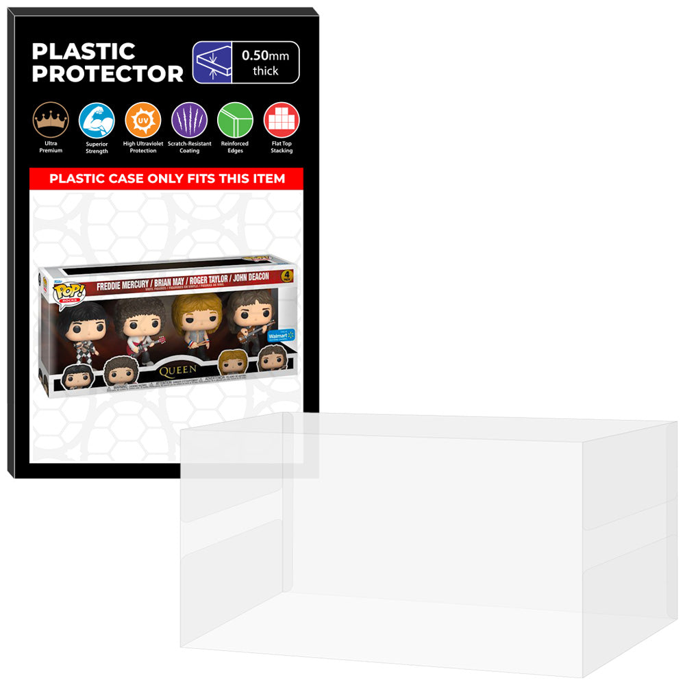 Pop Protector for 4 Pack Queen Freddie Mercury, Brian, Roger & John Funko Pop on The Protector Guide App by Display Geek