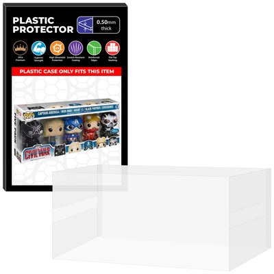 Pop Protector for 5 Pack Captain, Iron Man, Agent 13, Panther & Crossbones Funko on The Protector Guide App by Display Geek