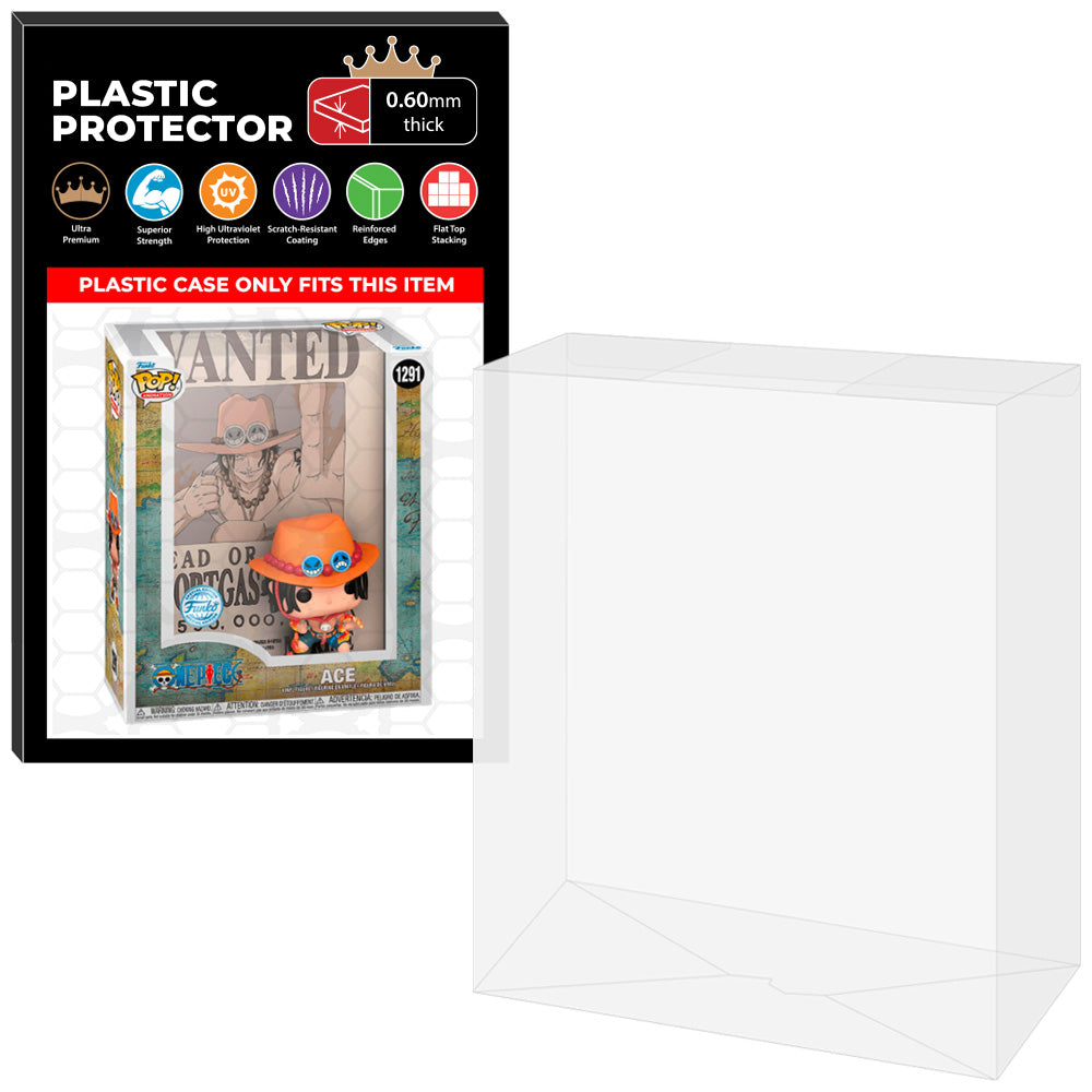 Pop Protector for One Piece Ace #1291 Funko Pop Covers on The Protector Guide App by Display Geek - 0.60mm Thick UV Resistant Funko Pop Shield Protectors - The Best Quality Ultra Premium, Superior Strength, High Ultraviolet Protection, Scratch Resistant Coating, Reinforced Edges, Flat Top Stacking