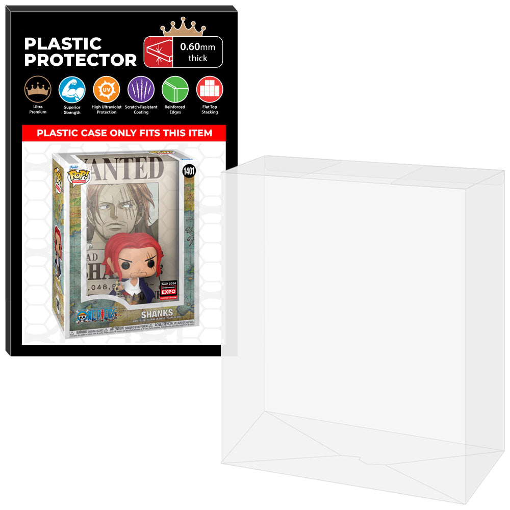 Pop Protector for One Piece Shanks C2E2 Expo #1401 Funko Pop Covers on The Protector Guide App by Display Geek - 0.60mm Thick UV Resistant Funko Pop Shield Protectors - The Best Quality Ultra Premium, Superior Strength, High Ultraviolet Protection, Scratch Resistant Coating, Reinforced Edges, Flat Top Stacking