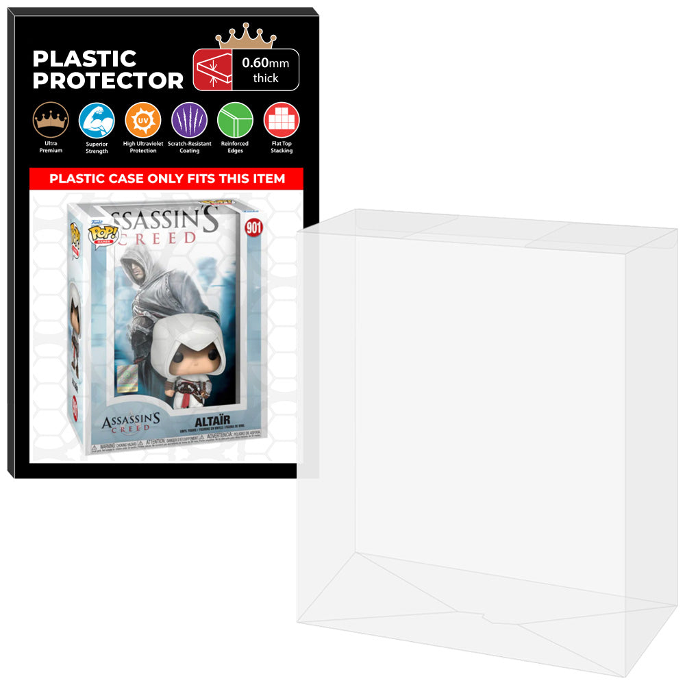 Pop Protector for Assassin's Creed Altair #901 Funko Pop Game Covers on The Protector Guide App by Display Geek - 0.60mm Thick UV Resistant Funko Pop Shield Protectors - The Best Quality Ultra Premium, Superior Strength, High Ultraviolet Protection, Scratch Resistant Coating, Reinforced Edges, Flat Top Stacking