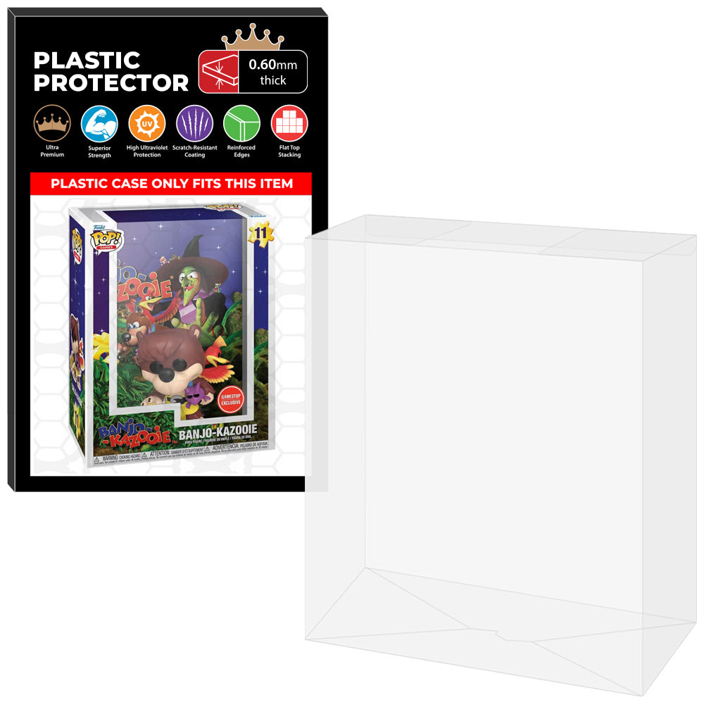 Pop Protector for Banjo-Kazooie #11 Funko Pop Game Covers on The Protector Guide App by Display Geek - 0.60mm Thick UV Resistant Funko Pop Shield Protectors - The Best Quality Ultra Premium, Superior Strength, High Ultraviolet Protection, Scratch Resistant Coating, Reinforced Edges, Flat Top Stacking