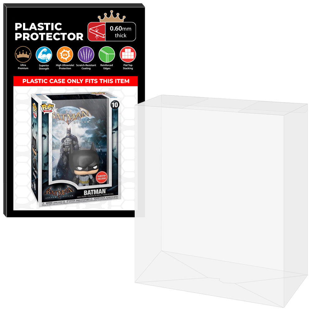 Pop Protector for Batman Arkham Asylum #10 Funko Pop Game Covers on The Protector Guide App by Display Geek - 0.60mm Thick UV Resistant Funko Pop Shield Protectors - The Best Quality Ultra Premium, Superior Strength, High Ultraviolet Protection, Scratch Resistant Coating, Reinforced Edges, Flat Top Stacking