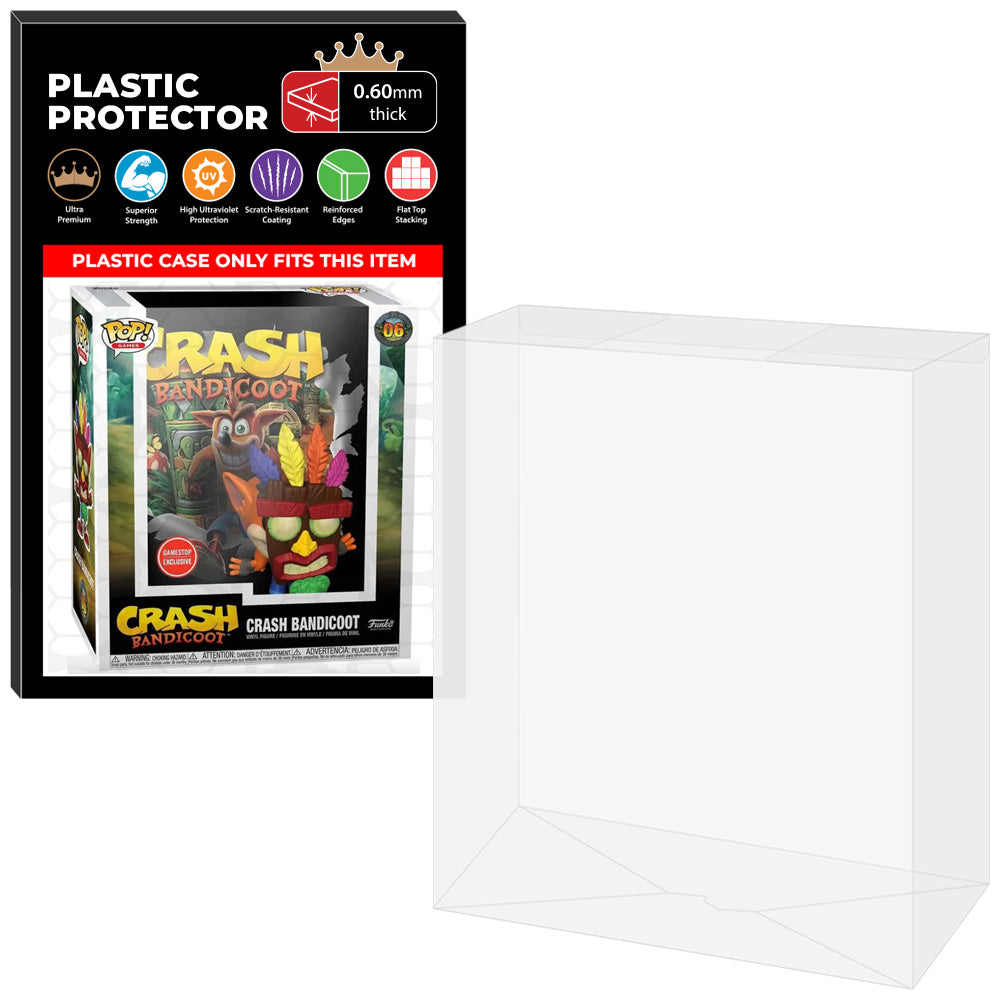 Pop Protector for Crash Bandicoot #06 Funko Pop Game Covers on The Protector Guide App by Display Geek - 0.60mm Thick UV Resistant Funko Pop Shield Protectors - The Best Quality Ultra Premium, Superior Strength, High Ultraviolet Protection, Scratch Resistant Coating, Reinforced Edges, Flat Top Stacking