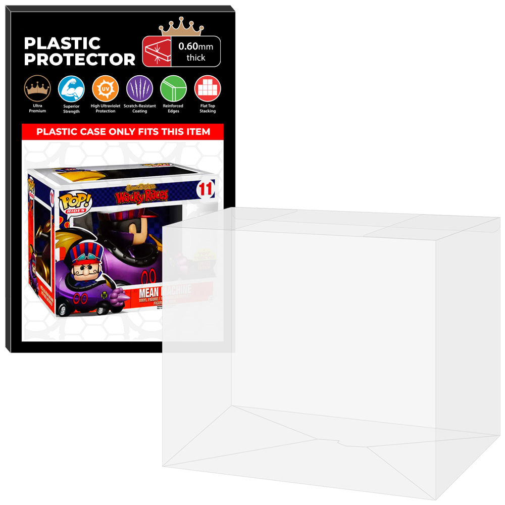 Pop Protector for Mean Machine with Dick Dastardly Metallic #11 Funko Pop Rides on The Protector Guide App by Display Geek and Kollector Protector - 0.60mm Thick UV Resistant Funko Pop Shield Protectors - The Best Quality Ultra Premium, Superior Strength, High Ultraviolet Protection, Scratch Resistant Coating, Reinforced Edges, Flat Top Stacking