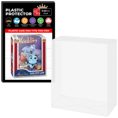 Pop Protector for Aladdin Genie with Lamp #14 Funko Pop VHS Covers on The Protector Guide App by Display Geek - 0.60mm Thick UV Resistant Funko Pop Shield Protectors - The Best Quality Ultra Premium, Superior Strength, High Ultraviolet Protection, Scratch Resistant Coating, Reinforced Edges, Flat Top Stacking