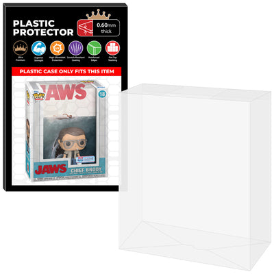 Pop Protector for Jaws Chef Brody #18 Funko Pop VHS Covers on The Protector Guide App by Display Geek - 0.60mm Thick UV Resistant Funko Pop Shield Protectors - The Best Quality Ultra Premium, Superior Strength, High Ultraviolet Protection, Scratch Resistant Coating, Reinforced Edges, Flat Top Stacking