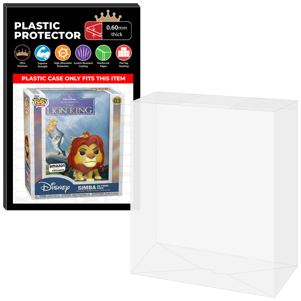 Pop Protector for The Lion King Simba on Pride Rock #03 Funko Pop VHS Covers on The Protector Guide App by Display Geek - 0.60mm Thick UV Resistant Funko Pop Shield Protectors - The Best Quality Ultra Premium, Superior Strength, High Ultraviolet Protection, Scratch Resistant Coating, Reinforced Edges, Flat Top Stacking