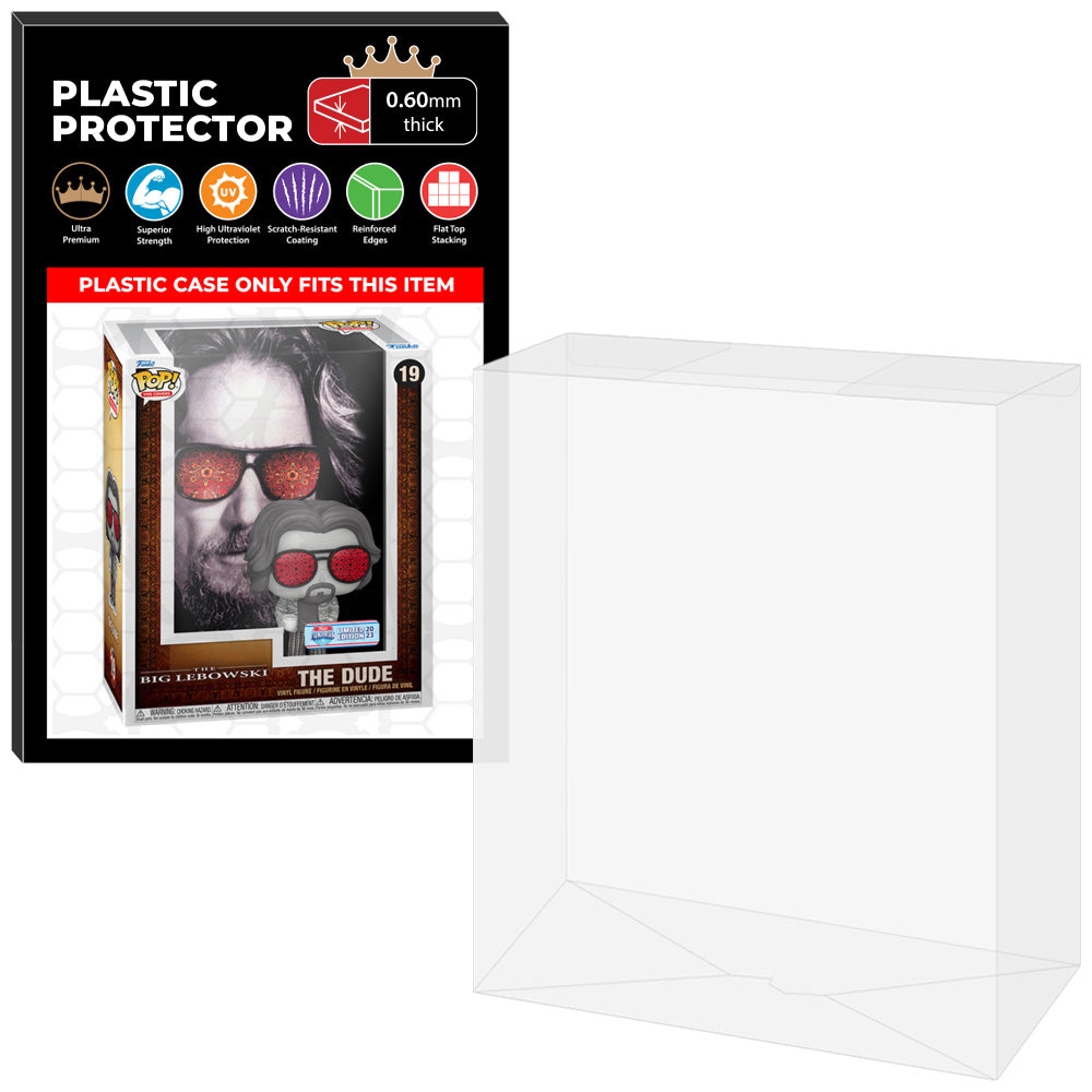 Pop Protector for The Big Lebowski The Dude #19 Funko Pop VHS Covers on The Protector Guide App by Display Geek - 0.60mm Thick UV Resistant Funko Pop Shield Protectors - The Best Quality Ultra Premium, Superior Strength, High Ultraviolet Protection, Scratch Resistant Coating, Reinforced Edges, Flat Top Stacking