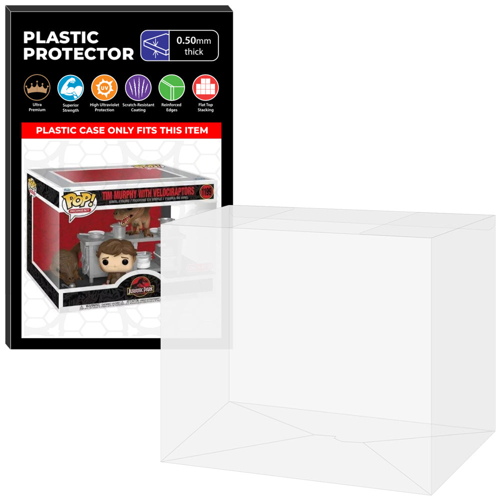 Pop Protector for Tim Murphy with Velociraptors #1199 Funko Pop Moment on The Protector Guide App by Display Geek