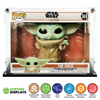 10 INCH THE CHILD #369 - 3mm thick Custom Acrylic Display Case for Funko Pop Grail Boxes (12.875h x 17w x 8.25d) by Display Geek Flying Box 3mm thick dust and dirt protection