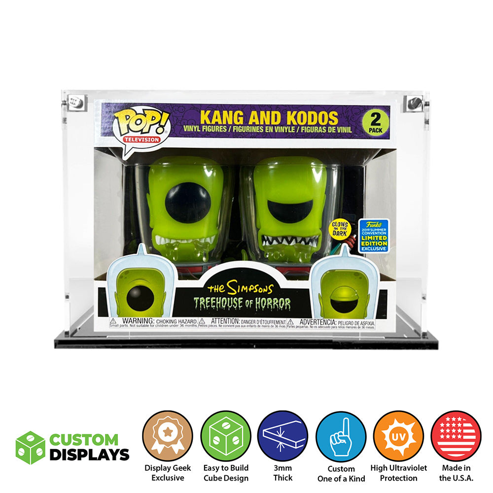 2 PACK KANG & KODOS - 3mm thick Custom Acrylic Display Case for Funko Pop Grail Boxes (6.75h x 8.75w x 4d) by Display Geek Flying Box 3mm thick dust and dirt protection