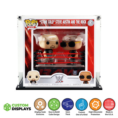 2 PACK WWE RING - 3mm thick Custom Acrylic Display Case for Funko Pop Grail Boxes (Fits 8h x 8.5w x 8.5d)