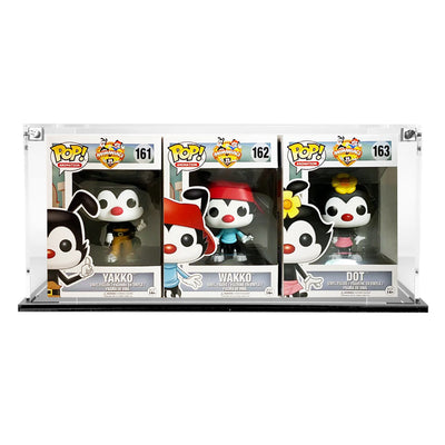 6.25h x 13.5w x 3.5d Funko 3 Pops Side by Side Custom Acrylic Display Case for Funko Pop Grails on The Protector Guide App by Display Geek