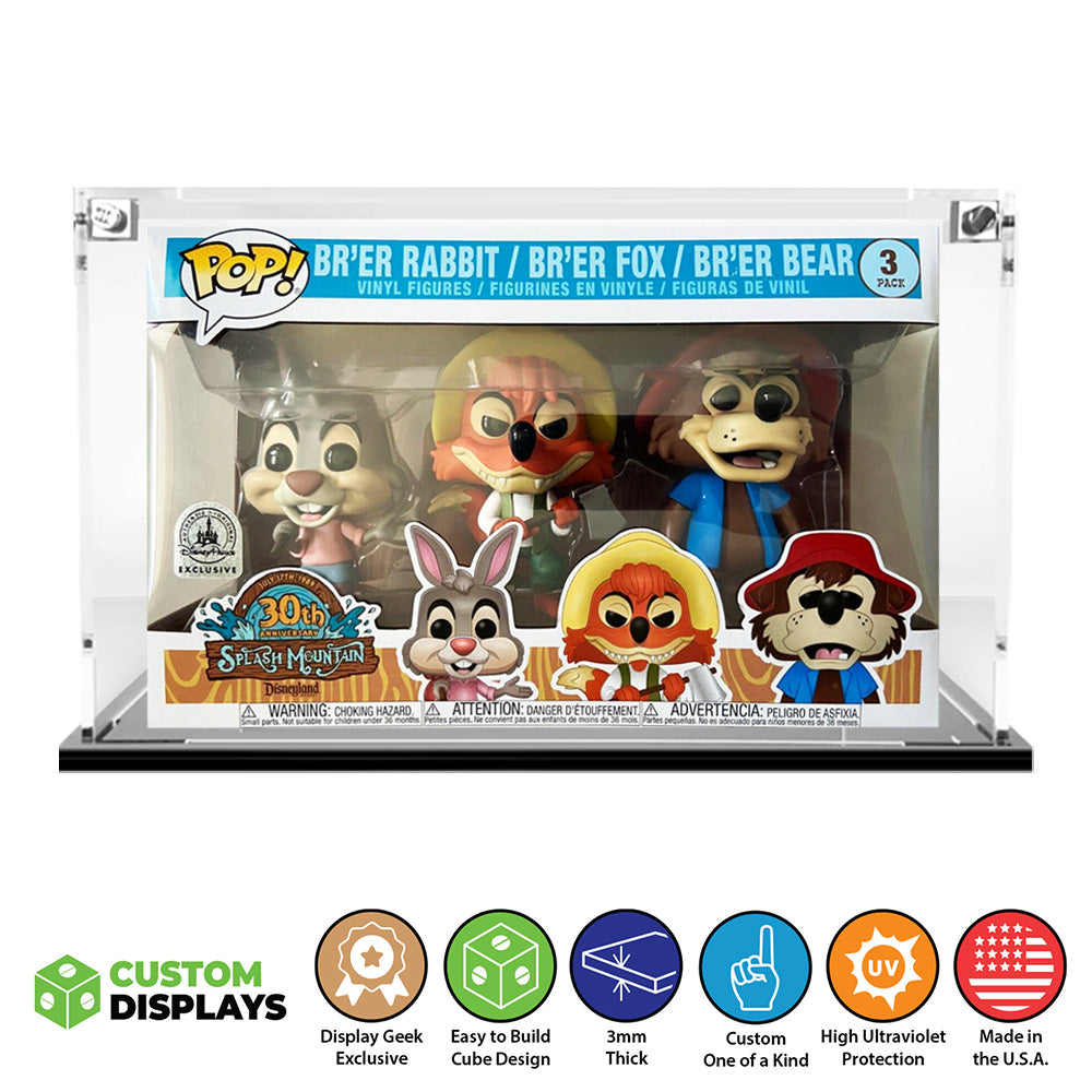 3 PACK DEEP - 3mm thick Custom Acrylic Display Case for Funko Pop Grail Boxes (6.5h x 10w x 4.5d) by Display Geek Flying Box 3mm thick dust and dirt protection